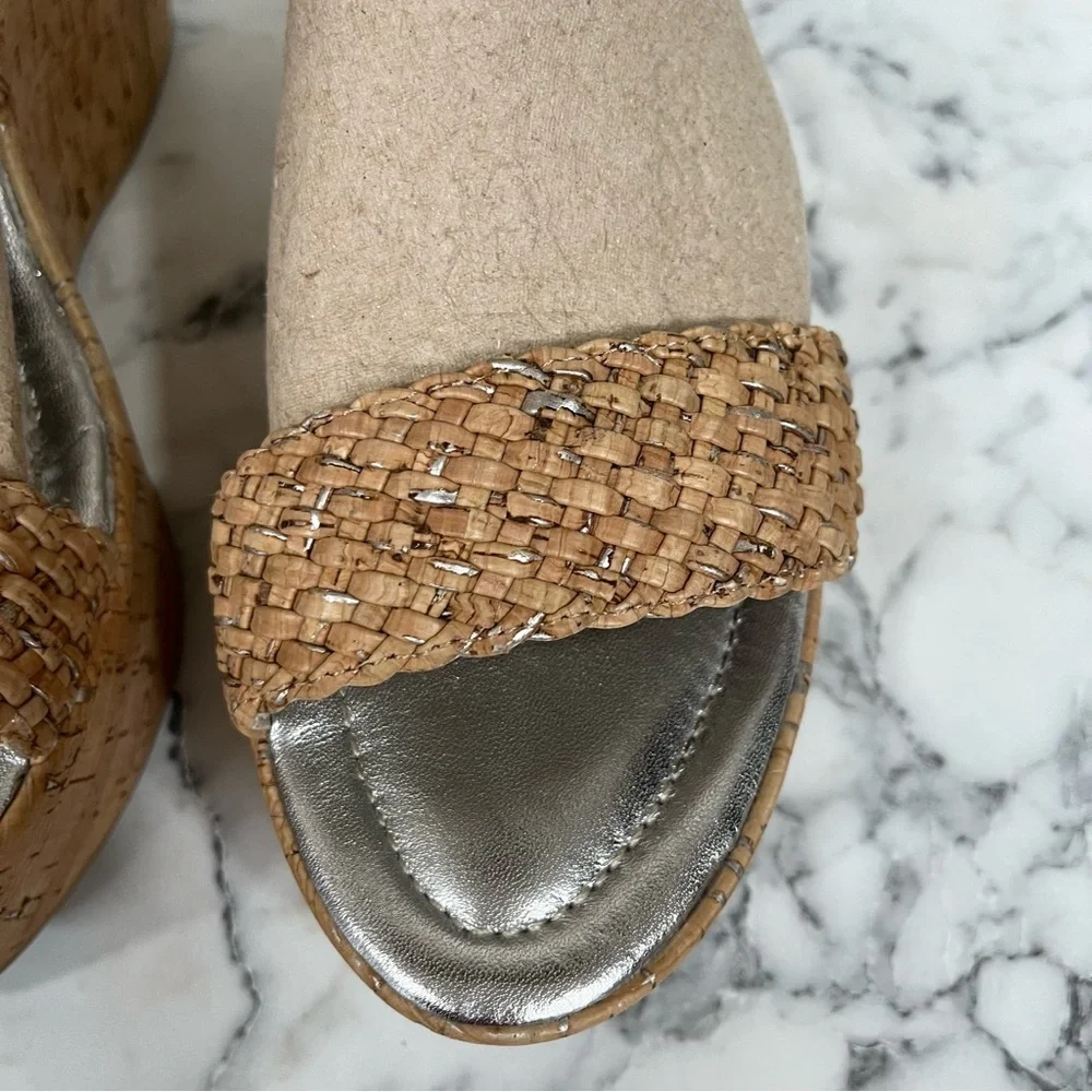 Donald J. Pliner Tan Woven Cork Platform Wedges